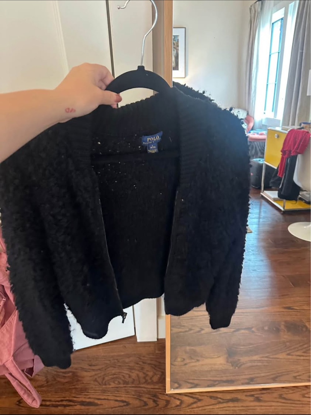 Polo by Ralph Lauren Black Textured Teddy Jacket
